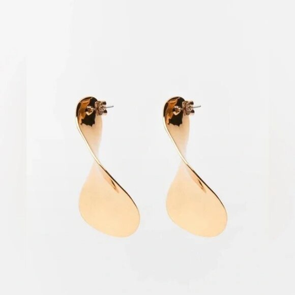 ZARA Oval Earrings elegant luxury Gold ✨✨🔥 NWT - Picture 3 of 8